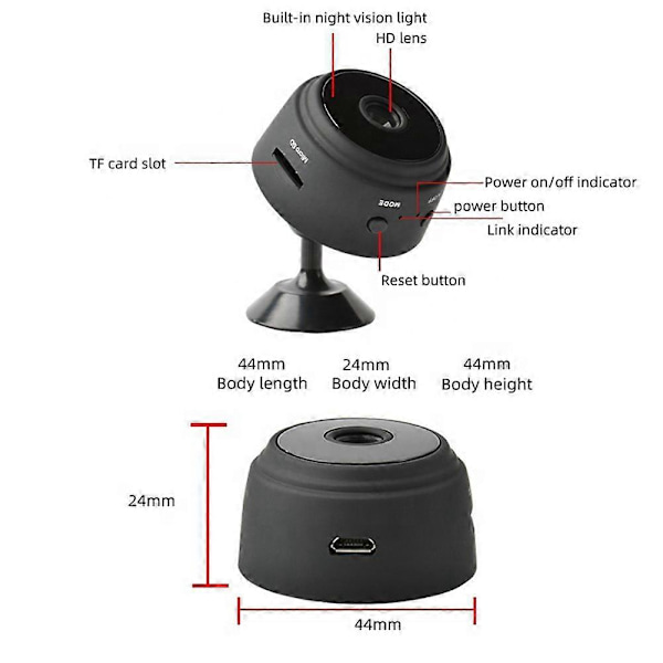 A9 Mini Kamera HD 1080P Mörkerseende Videokamera Trådlös WiFi IP Nätverkskamera 150 Hem Säkerhet S