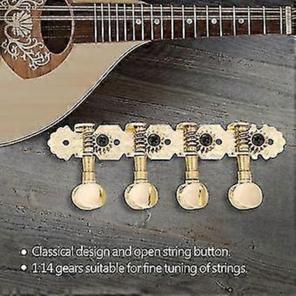 Stämmskruvar i metall för mandolin med kromknapp, 1:14 utväxling för exakt strängjustering