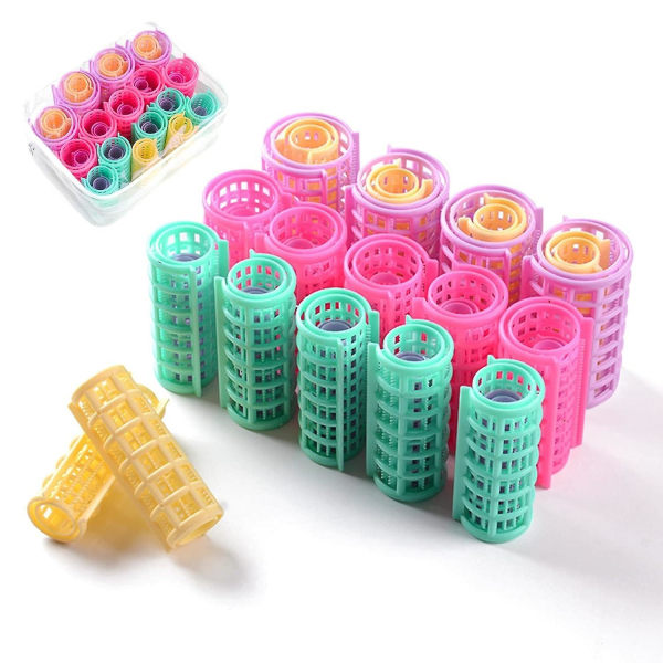 30 Pcs Plastic Hair Rollers Curlers, 5 Sizes Hair Rollers Self Grip Curly Hairstyle PortableHome DIY Hair Styling Tools for Women Ladies Short Hair