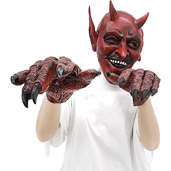 Halloween Lateksi Kauhea Paholainen Demoni Naamio Hanskat Pelottava Cosplay