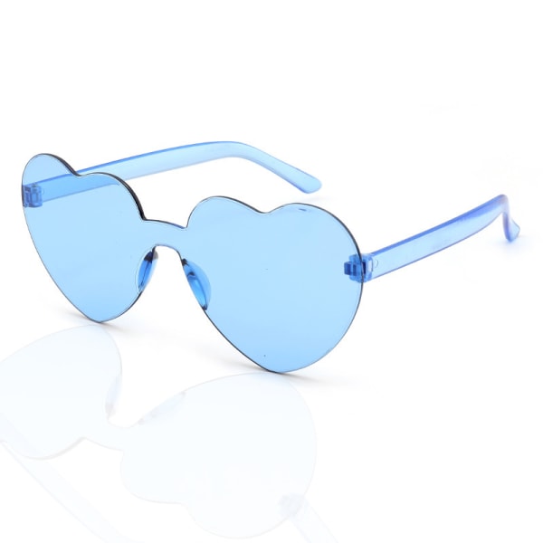 Goggles - Hjerteformede solbriller Festsolbriller Candy Color Love Hjerteformede solbriller -blå