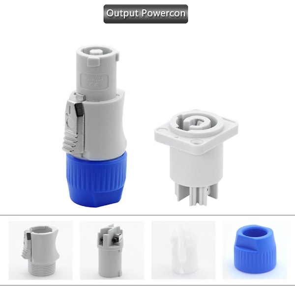 3-nastainen AC Powercon -liitin, urosliitin NAC3FCA, AC-virtapistoke 20A/250V, harmaana, sopii lavan valaistukseen ja LED-näyttöihin