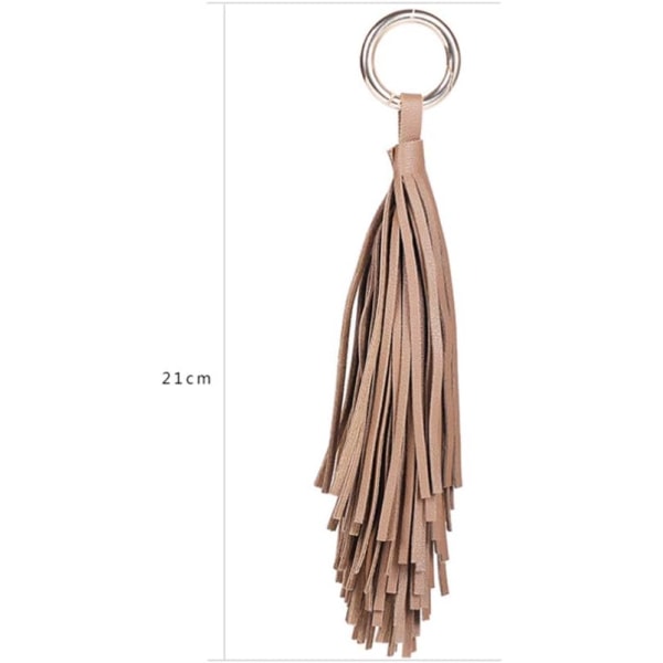 Läder tofs nyckelring-plånbok ornament tofs dekoration handväska (1st, brun)