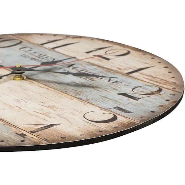 30cm Vintage Lantlig Väggklocka, Tyst Trätavla Timer Klocka,
