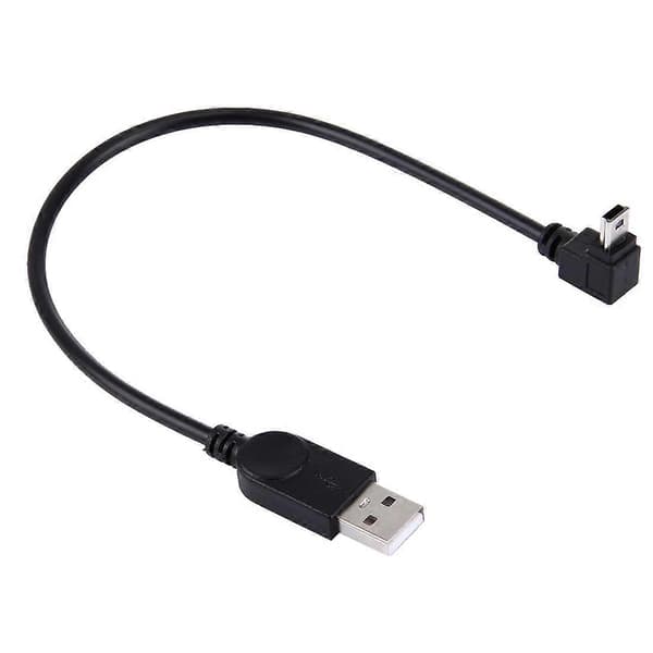 90 Graders Vinkel Albue Mini USB til USB Data / Ladekabel, Lengde: 28cm