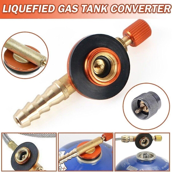 Camping Gas Stove Heater Valve Adapter Hose Regulator Propane Refill Gas Tank