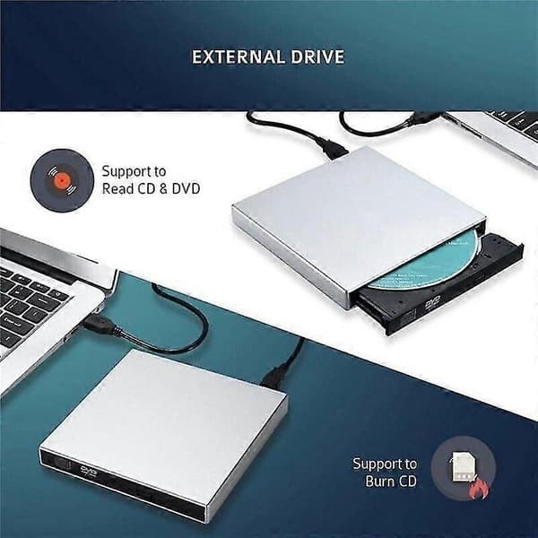 Usb 2.0 Ekstern Dvd-drev, Cd-rom-drev, Cd-rw-brænder, Bærbar Brænder, Egnet Til Laptop, Windows, Pc - Sort