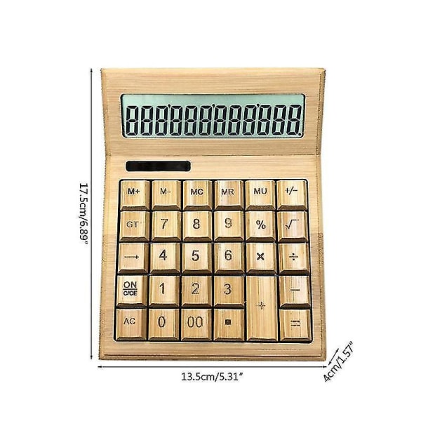 12 Bit Funksjonskalkulator Stor Solar Bamboo Kalkulator Kreativ gave