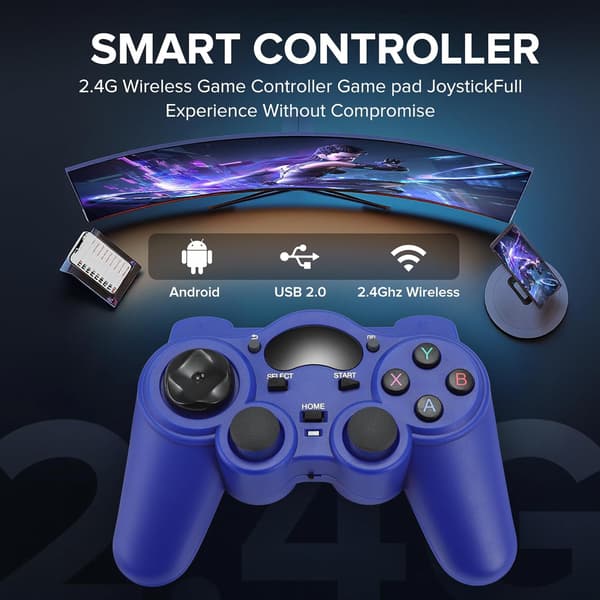 2025 Seneste Model USB Trådløs Spilcontroller Gamepad til PC/Laptop Computer (Windows XP/7/8/10) & PS3 & Android & Steam Blå
