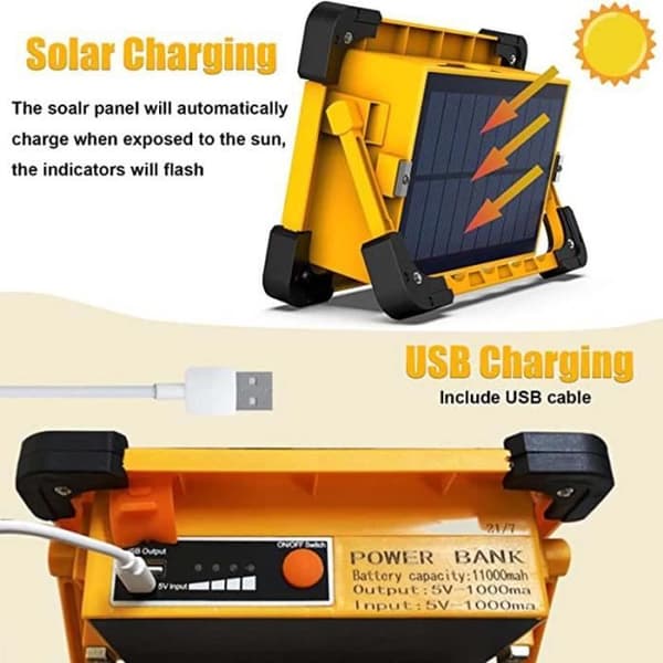 80W LED Flomlys - Oppladbart - 11000mAh - 4 Lysmoduser