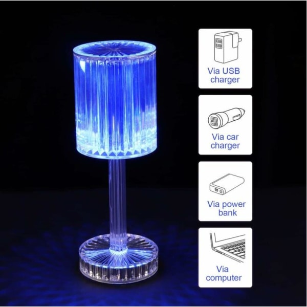 Krystal bordlampe - 16 farver diamant LED bordlampe