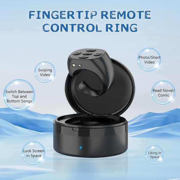 Multifunctional Remote Control, Wireless Bluetooth Ring, Video and Camera Remote Shutter, for Smartphone and Tablet (White)
