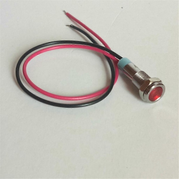 6 stk. 6mm 24V LED Metal Indikatorlampe med Ledningsender