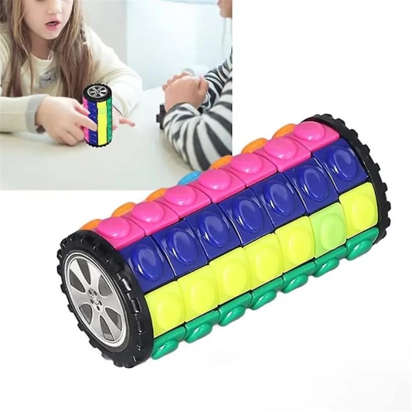 Magic Cube Puzzle 3d Cylinder Puzzle Rotate Fidget Toy Brain Teasers Slide Hand Game Färgglatt glidande sensoriskt pussel för vuxna barn