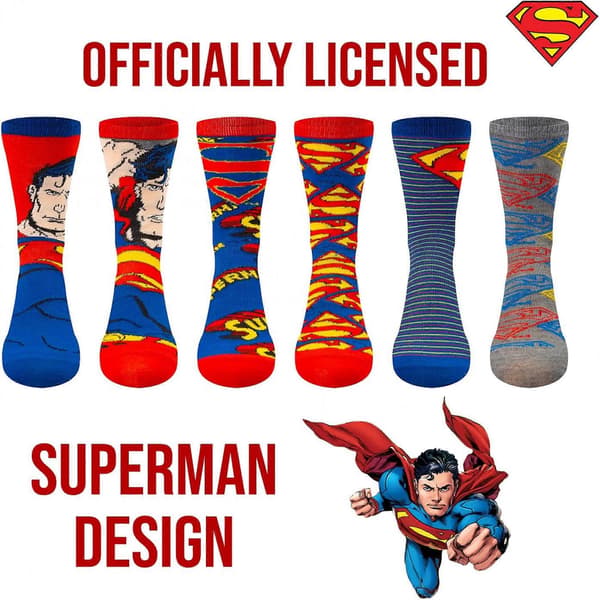 Superman Herrstrumpor med Blandade Mönster, 6-pack
