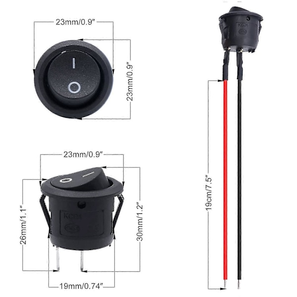 8st Vippströmbrytare På/Av Spst 2-stift Låsande Växelströmbrytare Snäpp Rund Med Förkopplad 6a/250v 10a/125v Ac För Båt, Bil Etc.kcd1-x-y