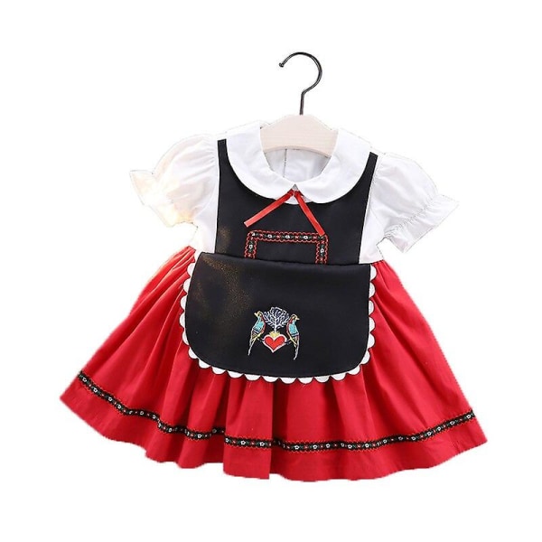 Baby Princess Dress Barn Oktoberfest Princess Kostymer Tyske Barn Baby Girl Beer Maid Heidi Costume Bavarian Dirndl Dress Snow Headband 5T