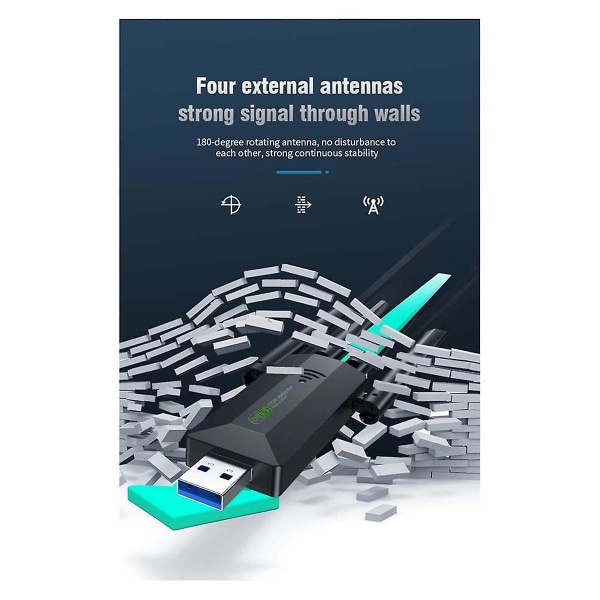 1200 Mbps Dual Band USB Wifi Adapter 2,4 GHz 5 GHz WiFi med 4 Antenner PC Mini Datamaskin 600 Mbps Nettverkskort mottaker
