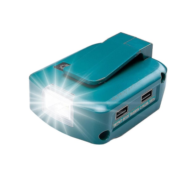Adp05 Makita 14-18v litiumioniakku Power USB -puhelimen laturisovitin kahdella USB portilla, 12v tasavirtaportti, 3w LED-salamavalo Qyroadwolf