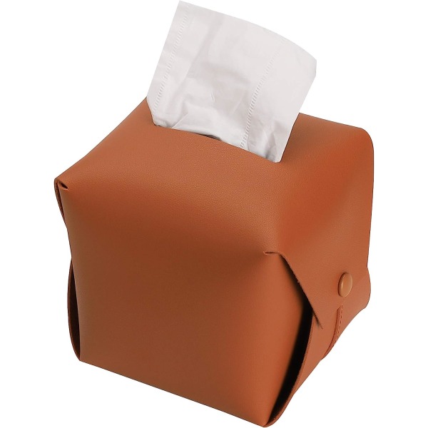 Tissue Box Cover, PU Læder Firkantet rektangel Tissue Box Holder, Badeværelse Spisestue Home Decor, 1 PC