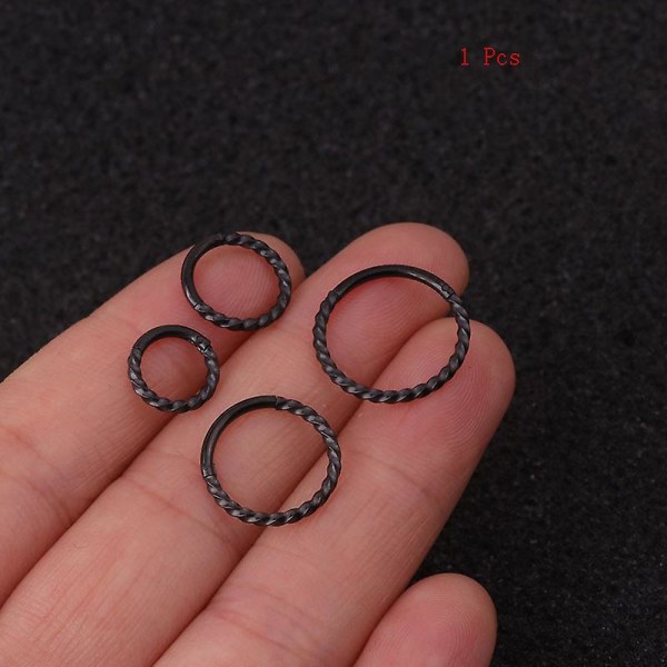 Twist lukket ring rustfritt stål sømløs ring åpen ring ørespenne ørebenspiker 1 stk, 6mm-12mm