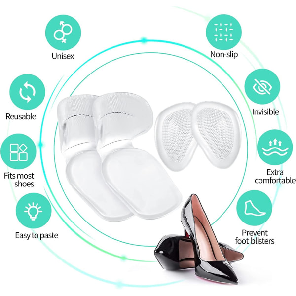 Crday 4 delar hälgrepp högklackad kudde silikon skokuddar för kvinnor Gel sko present