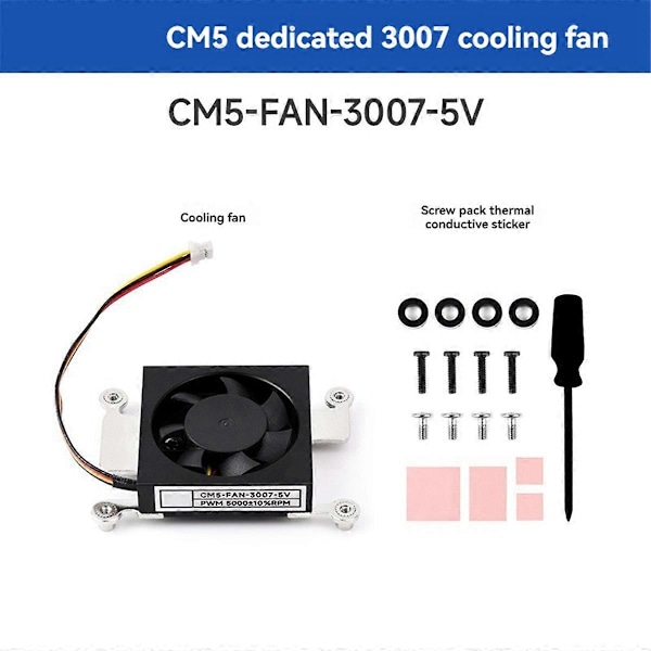 CM5 Kylfläkt för Raspberry Pi Compute Module 5 Lågt Brus med Värmeledande Tejp CM5-FAN-3007-5