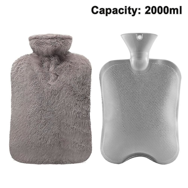 Varmtvandsflaske med blødt plysbetræk - 2l - Klassisk varmtvandspose
