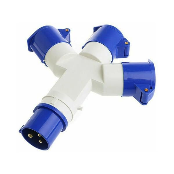 Adapter 3 stikdåser, 3-polet 16A 220V industriel IP44 – Stikdåse til campingvogn/autocamper/båd