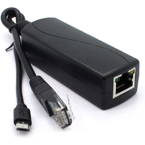 2-pak Gigabit Poe Splitter, 48v til 5v 2.4a Micro Usb Ethernet Adapter, Fungerer med Raspberry Pi 3b+, Ip-kamera og mer