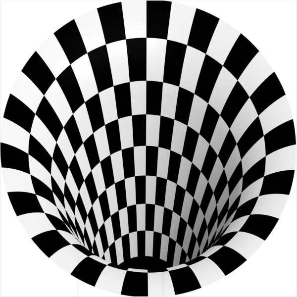 Black White Mesh Rund Teppe, 3d Swirl Illusion Teppe Soverom Stue Swirl Illusion Teppe,1stk,