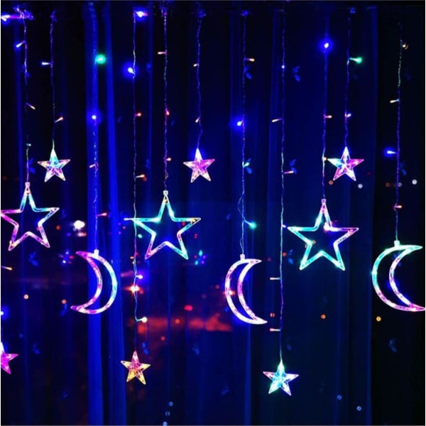 LED ljusridå för fönster - Fairy Lights - Julbelysning - LED Fairy Lights - Star Curtain - LED Fairy Lights (Varmvit)