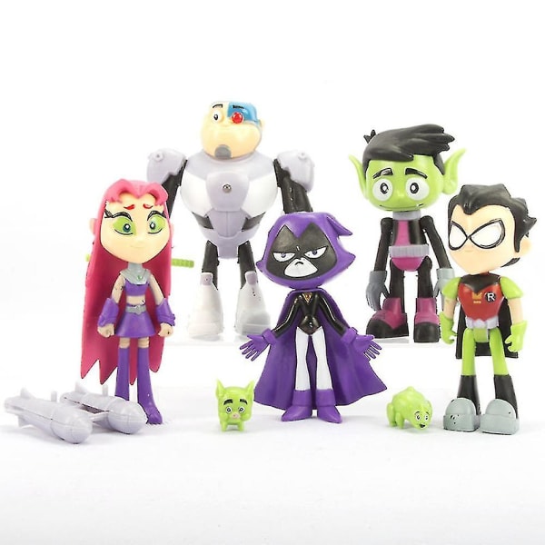 5 stk/sæt Teen Titans Action Figur Legetøj Skrivebord Ornament Decor Børn Ideelle gaver til jul, kage toppers, samleobjekter, feriefest favoriserer