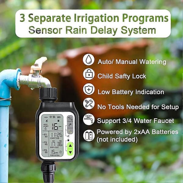 Regnsensor Slange Timer, Vandingsur med 3 Separate Programmer, Automatisk Havevandingssystem