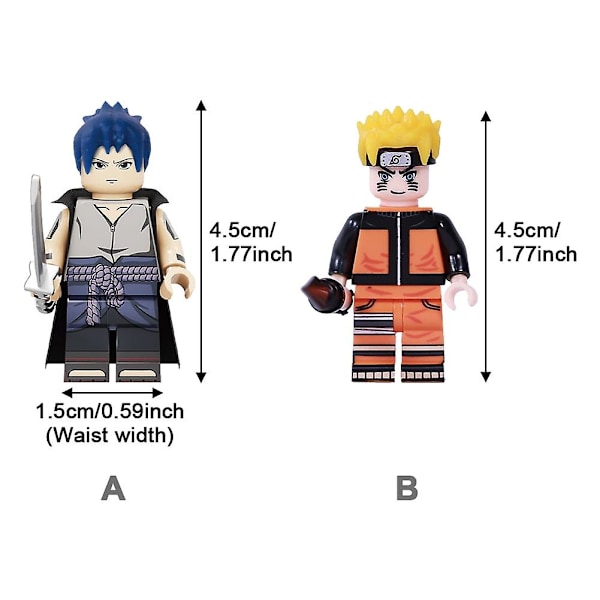 8 stk Byggeklodser DIY Børnelegetøj Mursten Actionfigur Tegneserie Naruto Samleobjekt