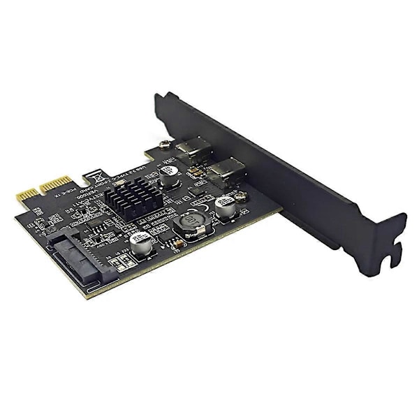 2-portinen PCIE-kortti PCI Express 3.0 X1 - Dual USB-laajennuskortti SATA-virralla USB3.2 Gen2 10 Gbps ASM3142-siru pöytätietokoneille