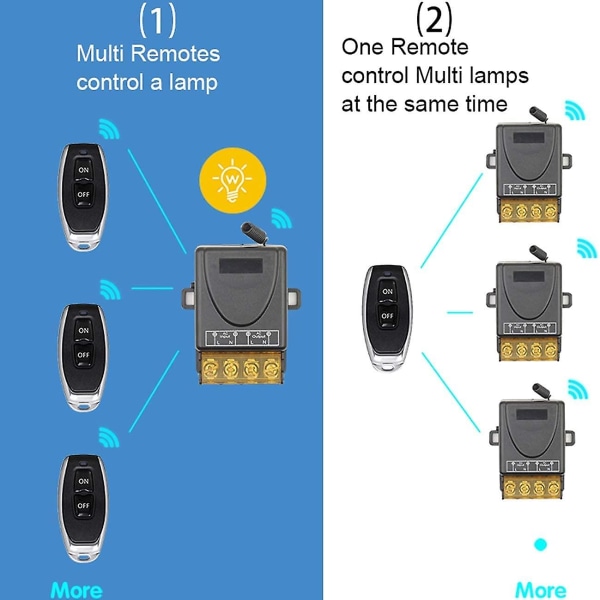 433mhz trådløs fjernkontrollbryter med høy effekt, AC 220v/240v/110v 30a Rf-fjernkontroll