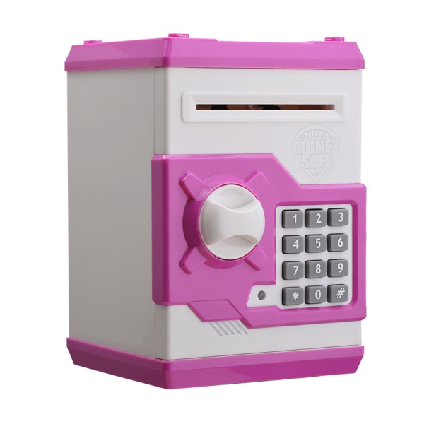 Säästöpossu, yksiosainen sähköinen kassalaatikko salasanalla minipankkiautomaatin kassalaatikko (vaaleanpunainen)