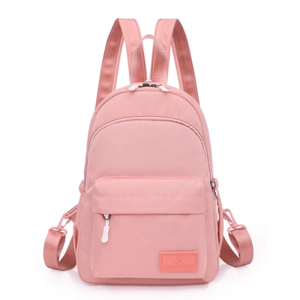 1 stk klassisk ensfarvet vandtæt skole teenager rygsæk Nylon stof rygsæk (pink)