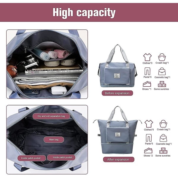 1 st vikbar väska med stor kapacitet Vattentät Lätt handväska 20-35L Rosa