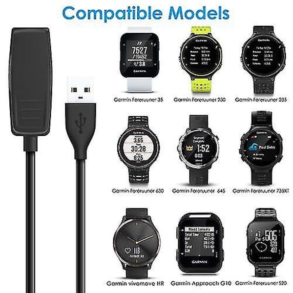 Laddare Kompatibel med Garmin Vivomove Hr, Forerunner 235 230 630 645 Music, 735xt, Approach G10 S20