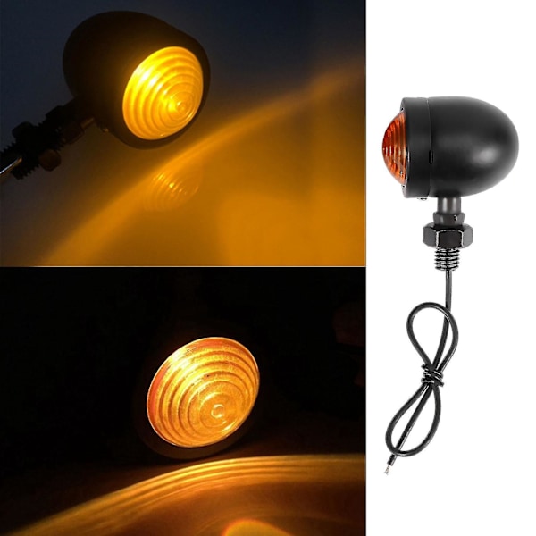 4 stk. Sorte motorcykel blinklys indikatorlampe blinklys til Chopper Bobber