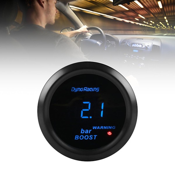 Turbo Boost Gauge Digital Blå LED ABS 52mm Turbo Trykkmåler for 12V 4/6/8 Sylindre Bensinbiler