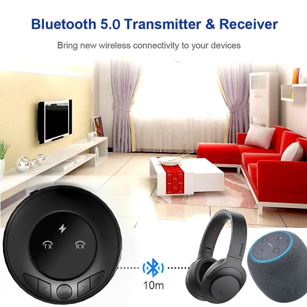Bluetooth äänivastaanotin lähetinsovitin puhelumikrofoni 2-in1 autokaiutin Bluetooth 5.0-sovitin Aux-Blutooth-vastaanotin
