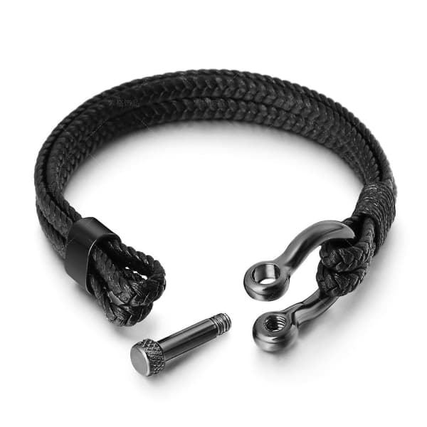 Flätat armband - Musta