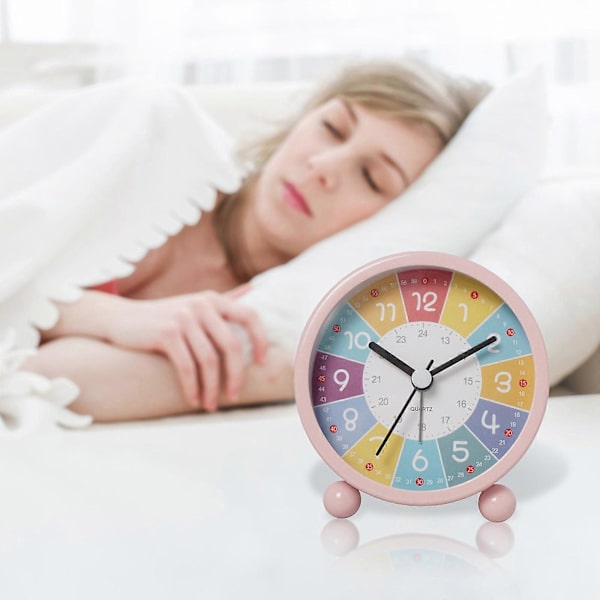 Barnalarmklocka, Analog Alarmklocka, Tickfri, Lärande Alarmklocka, Barnkvartsalarmklocka B