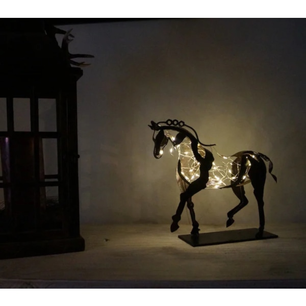 Häst Skulptur Metall Led Djur Skulptur Hem Restaurang Dekoration Inflyttningspresent Present Lysande