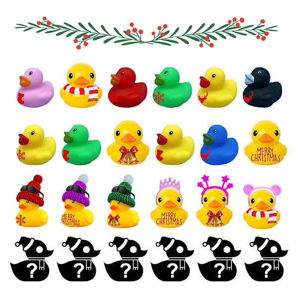 Kampagne-salg 2024 Jule-Adventskalender Julekalender Blind Box 24 Dage Julen Tælling Ned med 24 Gummiande til Drenge, Piger, Jul
