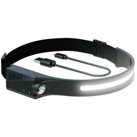 Oppladbar COB LED Hodelykt 350lm Med Bevegelsessensor