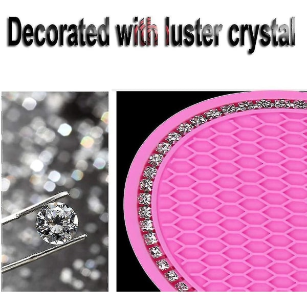 4 stk Bling Bling Auto Coasters til drinks Pvc Crystal Cup P Mat Utætsikker biltilbehør til kvinder (pink)